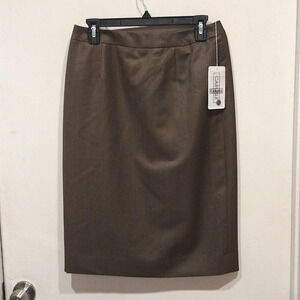 NWT Carlisle Rainforest Brown Wool & Mohair Blend Pencil Skirt 8-Career Office